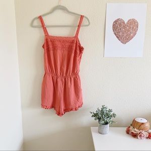 NWOT Blush Lace Trim Romper